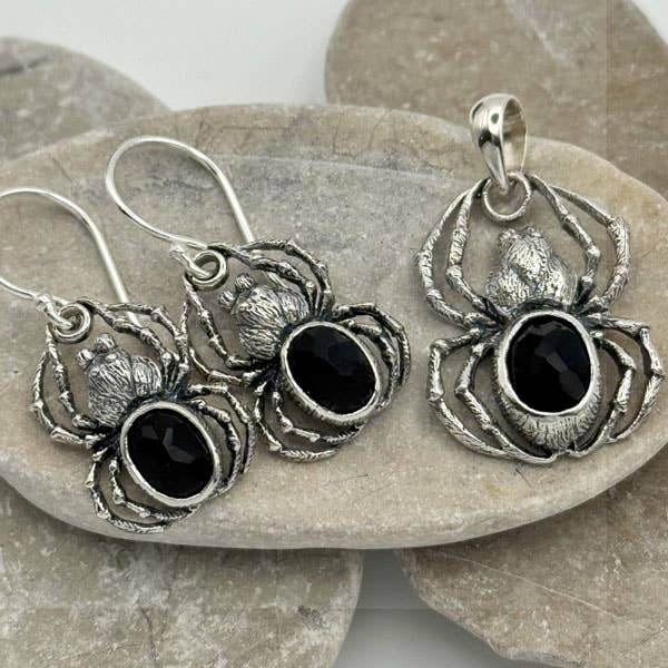 Goddess Design Studio - Wholesale Dangle Earrings - Sterling Silver Spider Earrings & Pendant, Gemstone Body! 6