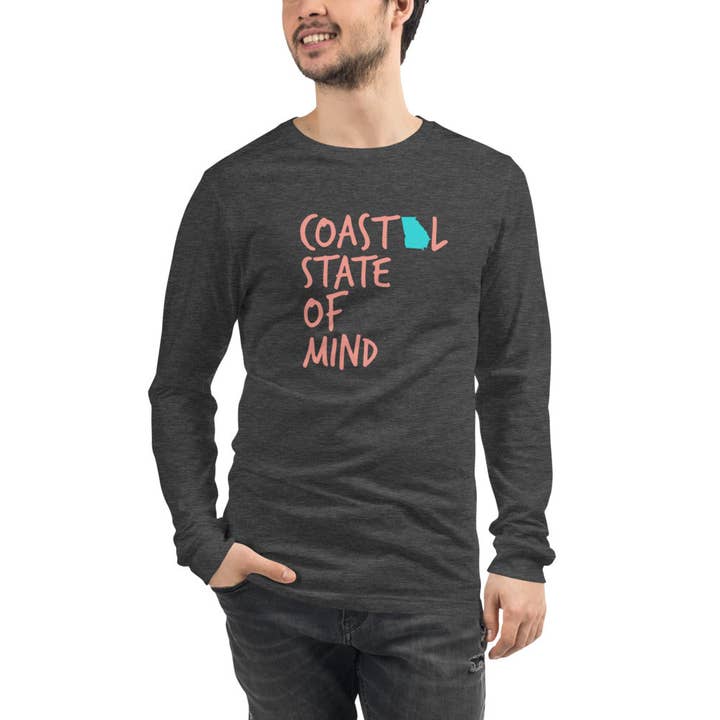T-shirt unisexe à manches longues Coastal State of Mind™ Georgia pour la vente par Coastal & Midwest State of Mind