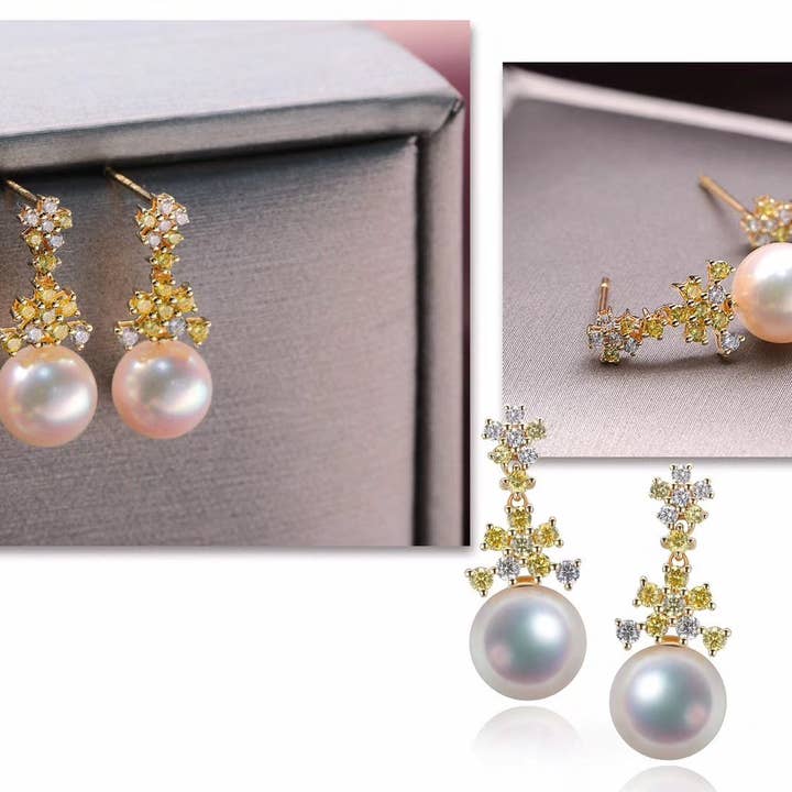 G14K Frozen Edison Pearl Earrings for wholesale by Timeless Pearl