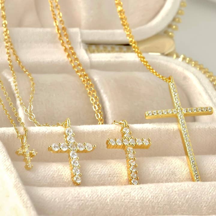 Blueyejewelry - Wholesale Pendant/Charm Necklace - Diamond Cross Necklace - Sterling Silver CZ Cross Pendants0