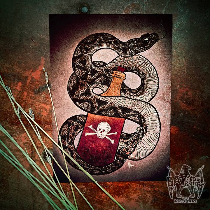 Lámina artística con aceite de serpiente de cascabel para venta al por mayor de Bat In Your Belfry