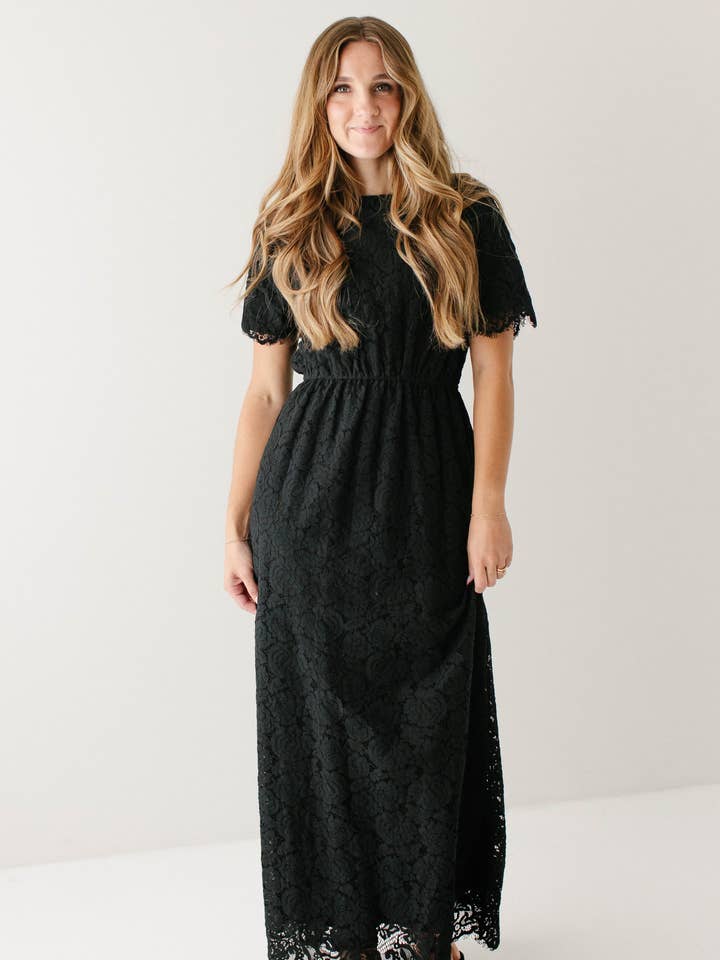 'Odessa' Round Neck Lace Maxi Dress for wholesale by The Main Street Exchange