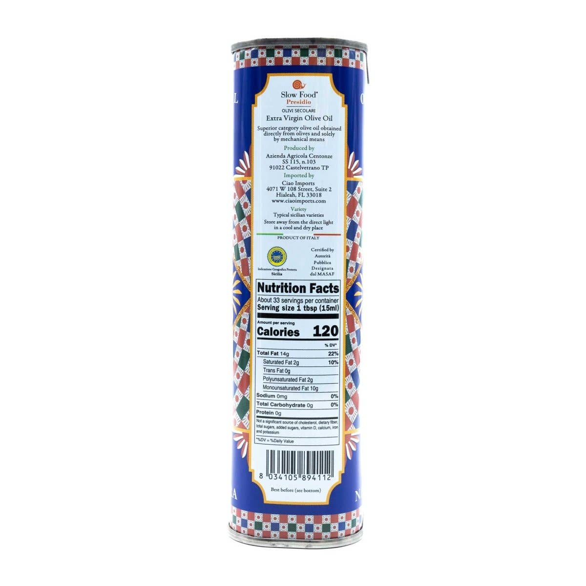 Ciao Imports - Wholesale Olive Oil - Centonze, 'Case di Latomie' I.G.P. Extra Virgin Olive Oil, Iconic Tin (500ml/16.9 fl oz)2