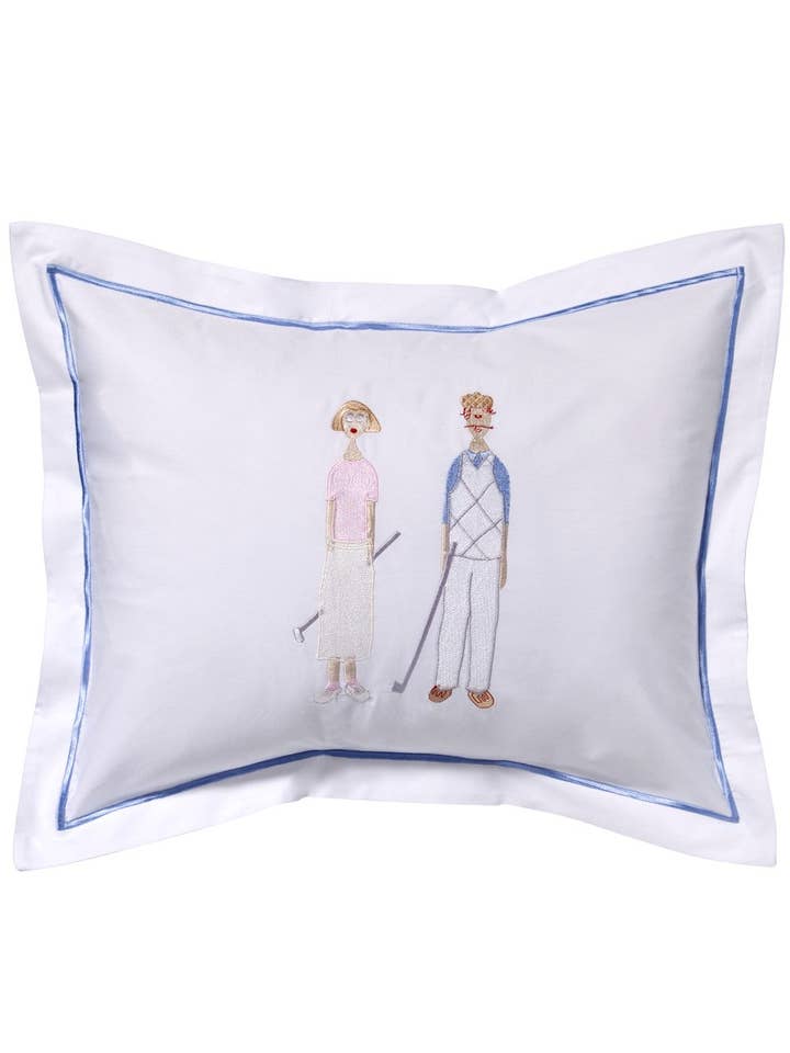 Housse de coussin boudoir, Couple de golf pour la vente par Jacaranda Living