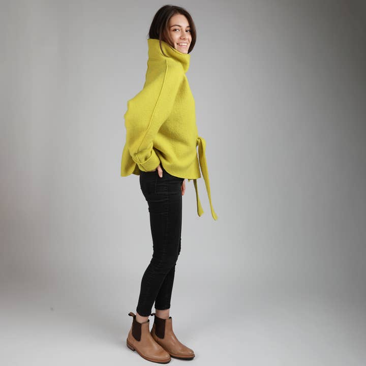 Knotium - Vente Manteau – femme - MAUD Manteau-Cardigan oversize en laine bouillie non doublée avec ceinture6