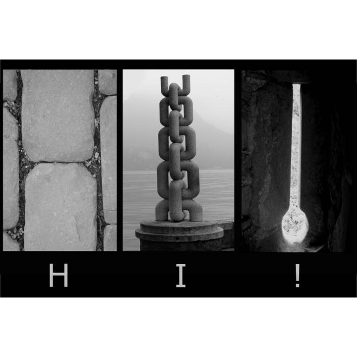 HI!_03 Hilsen Kort med alfabetfotografering for engroshandel hos PhotoWord Art