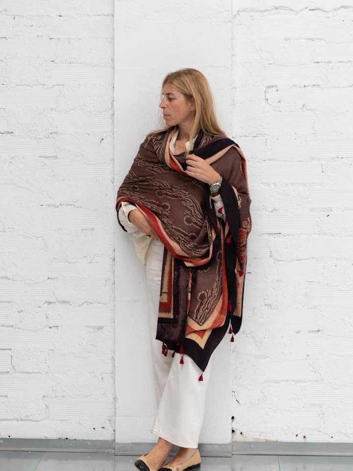 Met de hand blokgedrukte modale sjaal voor wholesale door Sanjanaandme