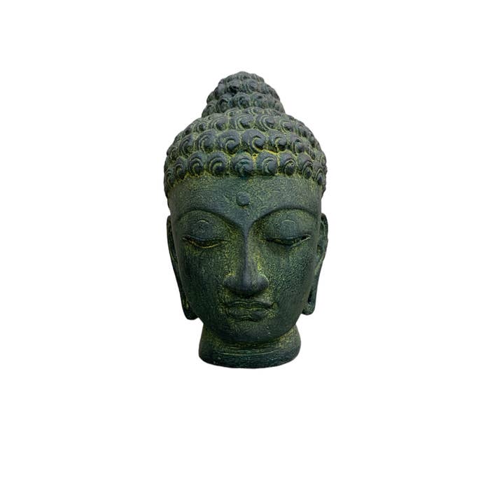 Asia West - Wholesale Decorative figurine - Buddha Head Resin Statue-Green, Brown, Grey (4.5"-8"h)