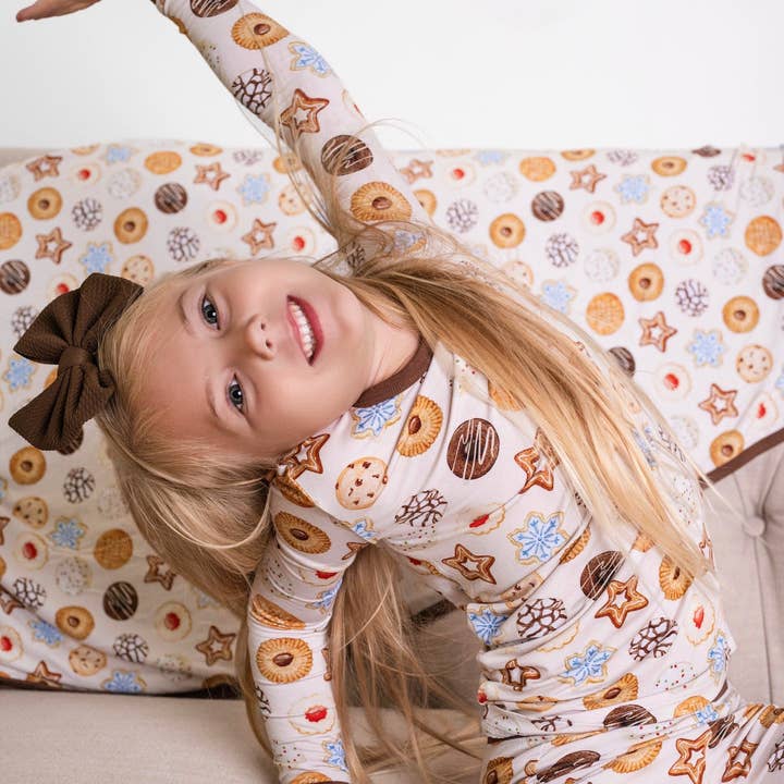 Christmas | Cookie Swap | Two-Piece Bamboo Long Sleeve Toddler & Kids Pajamas for wholesale by Little Popp Crew