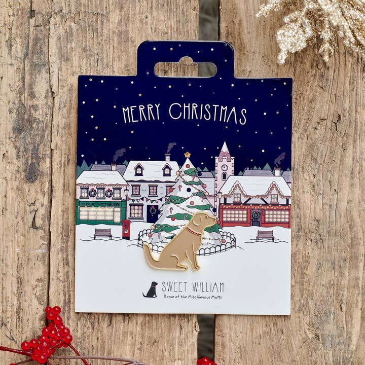 Christmas Dog Pin - Golden Retriever for wholesale by Sweet William Designs
