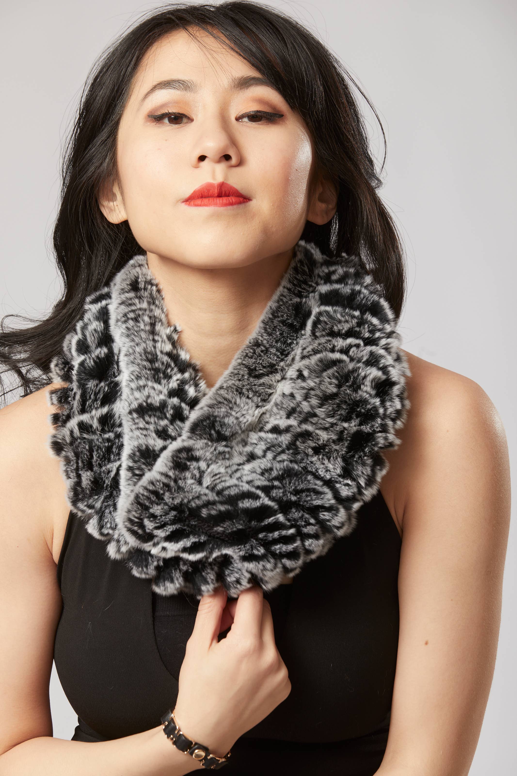 Opulence Fluff - Wholesale Scarf - Women's - Griselle Shrug/ Cape/ Scarf - Multi black and silver1