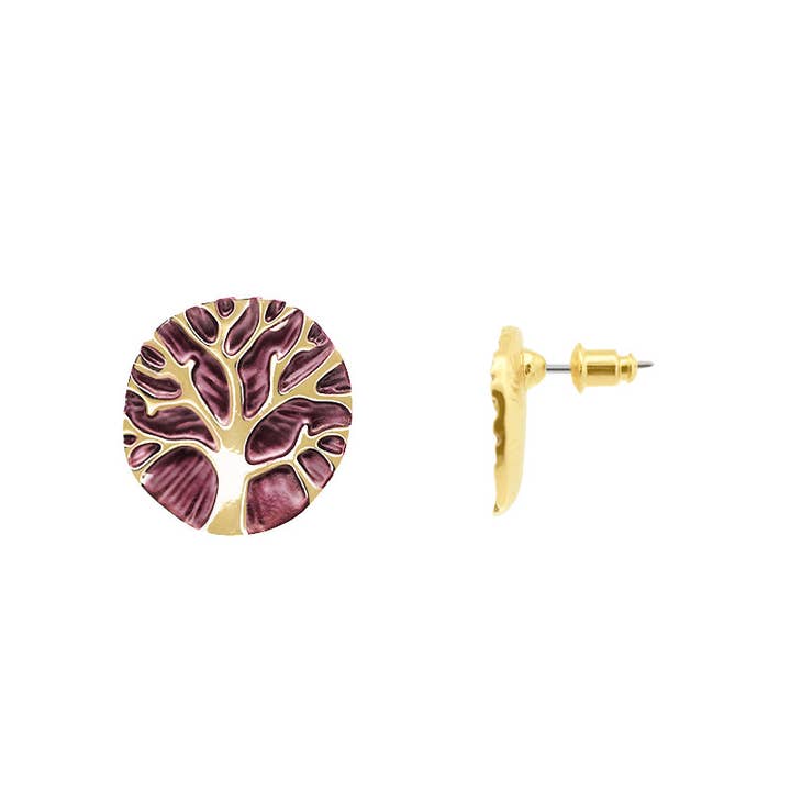 AMORINO SRL - Wholesale Stud/Post Earrings - ENAMELLED EARRINGS WITH TREE OF LIFE1