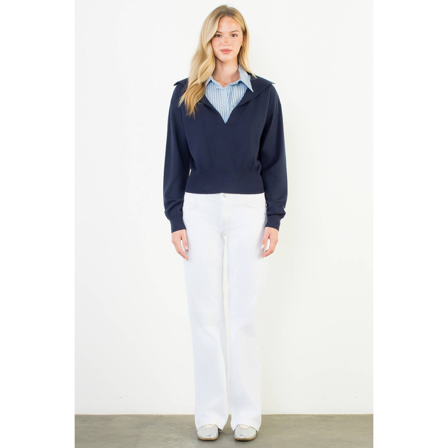 BLU NAVY Maglione a Collo Alto in Maglia in vendita all'ingrosso su Faire2