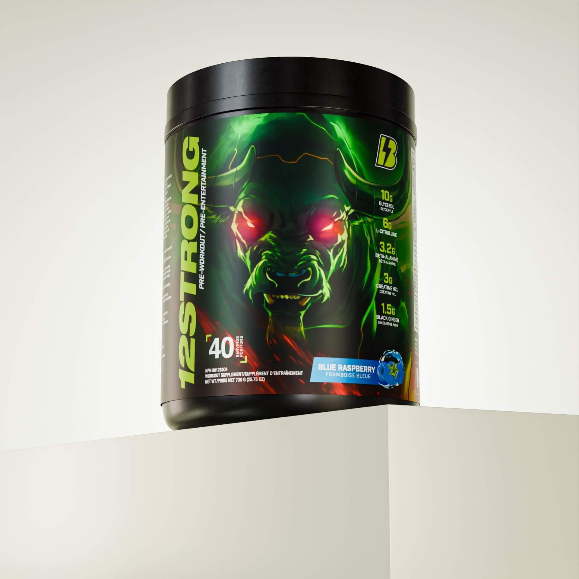 BULL Nutrition – Suplemento/vitamina oral por atacado – 12 STRONG Pré-Treino – Framboesa Azul