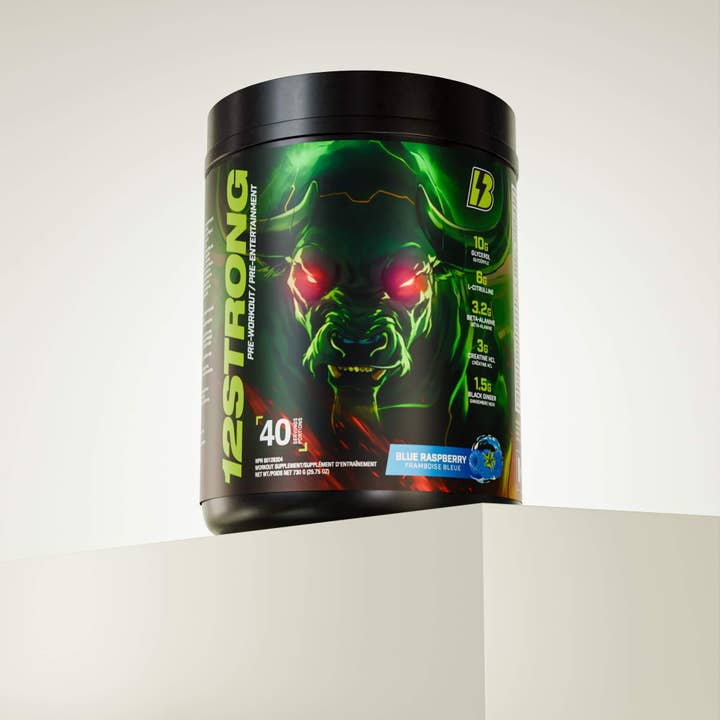 BULL Nutrition - Wholesale Oral Supplement/Vitamin - 12 STRONG Pre-Workout – Blue Raspberry