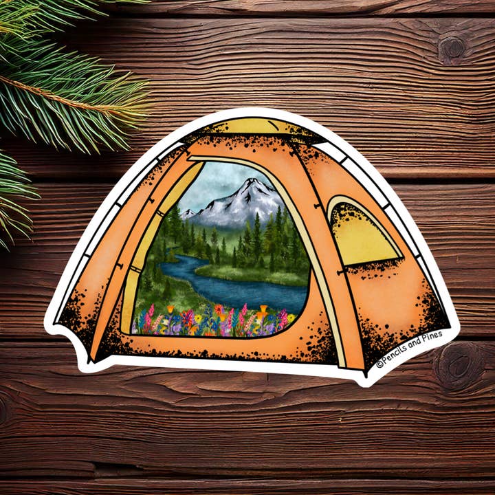 Pencils and Pines - Wholesale Sticker - Camping Tent Sticker0