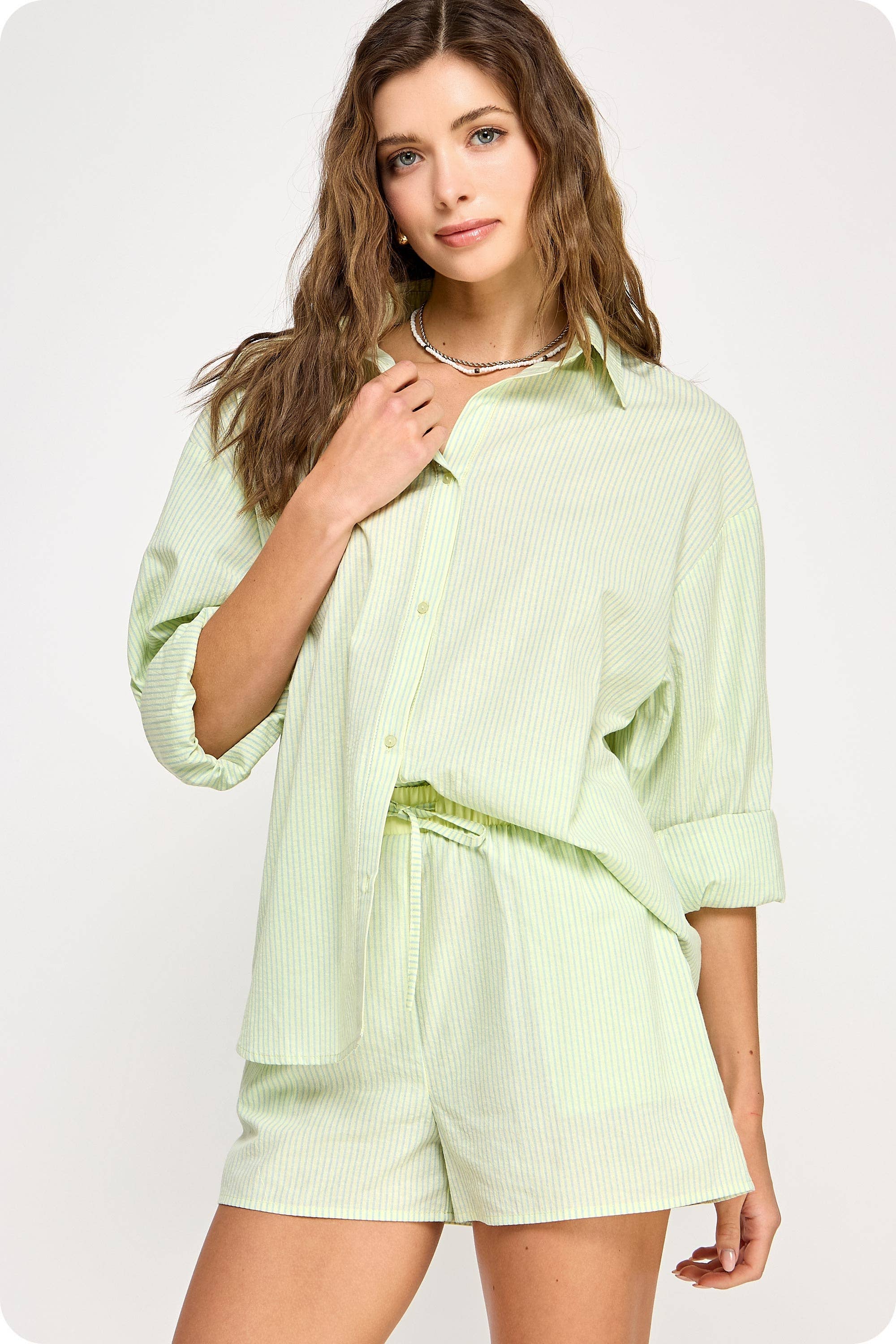 Strut & Bolt – Engroshandel Shorts – Kvinder – Stribede bomuldspoplinshorts14