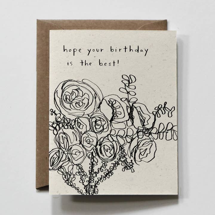 Is the Best | Tarjeta de felicitación de feliz cumpleaños con contorno floral para venta al por mayor de everglow handmade