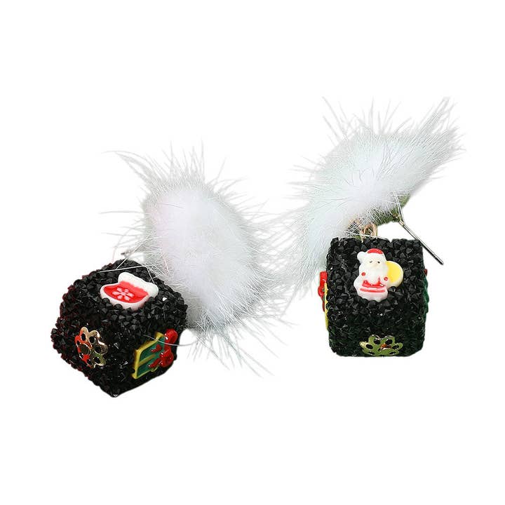 Pom Pom Glittriga Jul Tärning Dinglande Örhängen för wholesale av Madeline Love