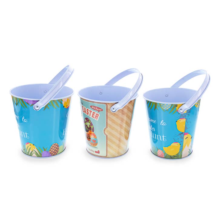 BestPysanky - Wholesale Bucket/pail - Set of 3 Decorative Tin Easter Buckets 6.7 Inches Tall2