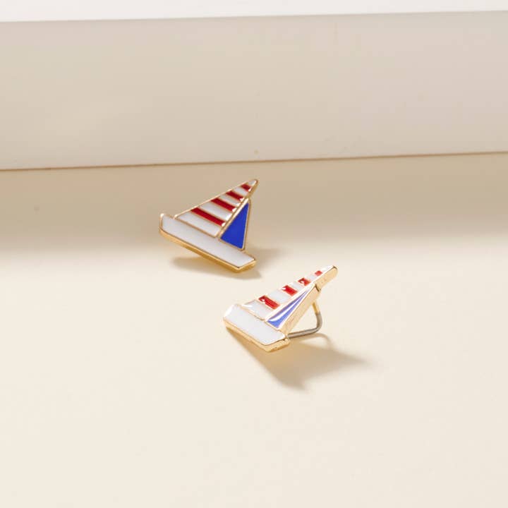 GD USA Flag Yacht Enamel Stud Earring for wholesale on Faire