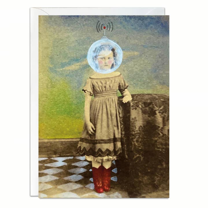 Little Victorian Astronaut Altered Photo Greeting Card for wholesale by Ain't That a Kick in the Head