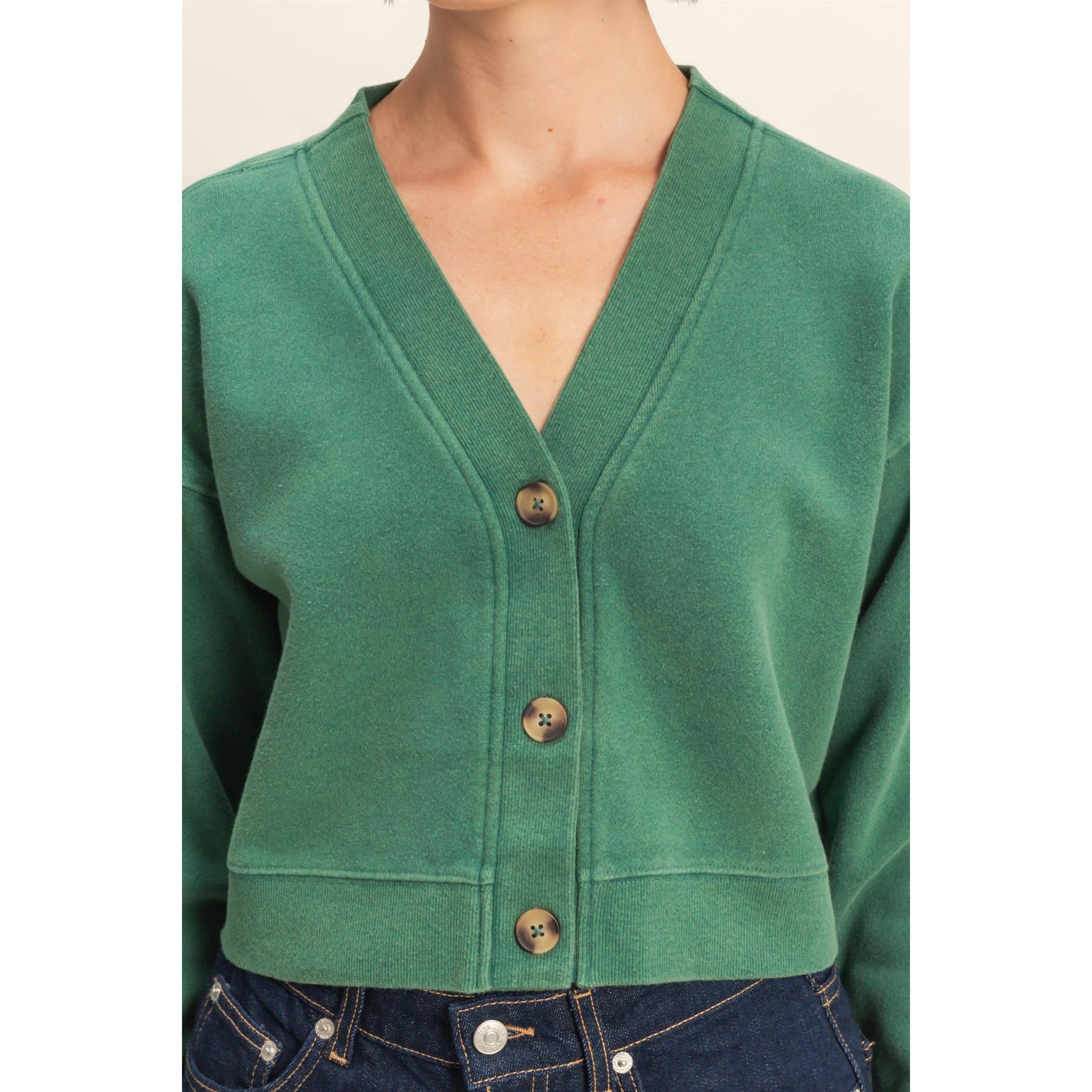 Double Zero - Wholesale Cardigan - Women's - Washed French Terry Cropped Cardigan7