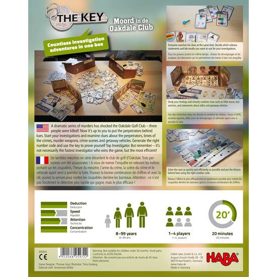 Amaroni - Wholesale Board Game - HABA The Key – Murder at the Oakdale Club - Board Game1