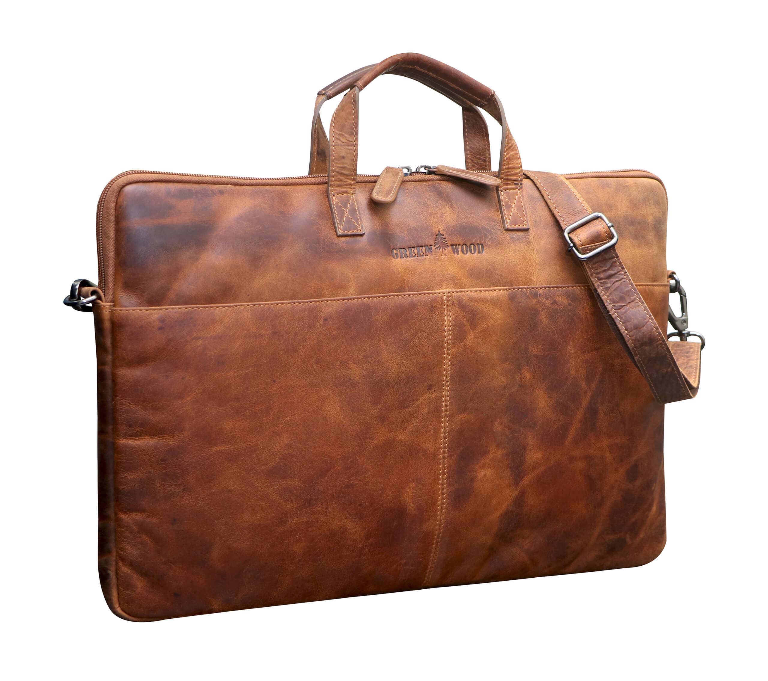 Greenwood – Mala para portátil - Unissexo por atacado – Greenwood Fred bolsa de couro para laptop de 17 polegadas com alça removível10