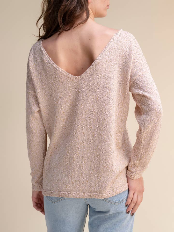 Glitter-Tweed V-Neck Sweater for wholesale by Lèmme