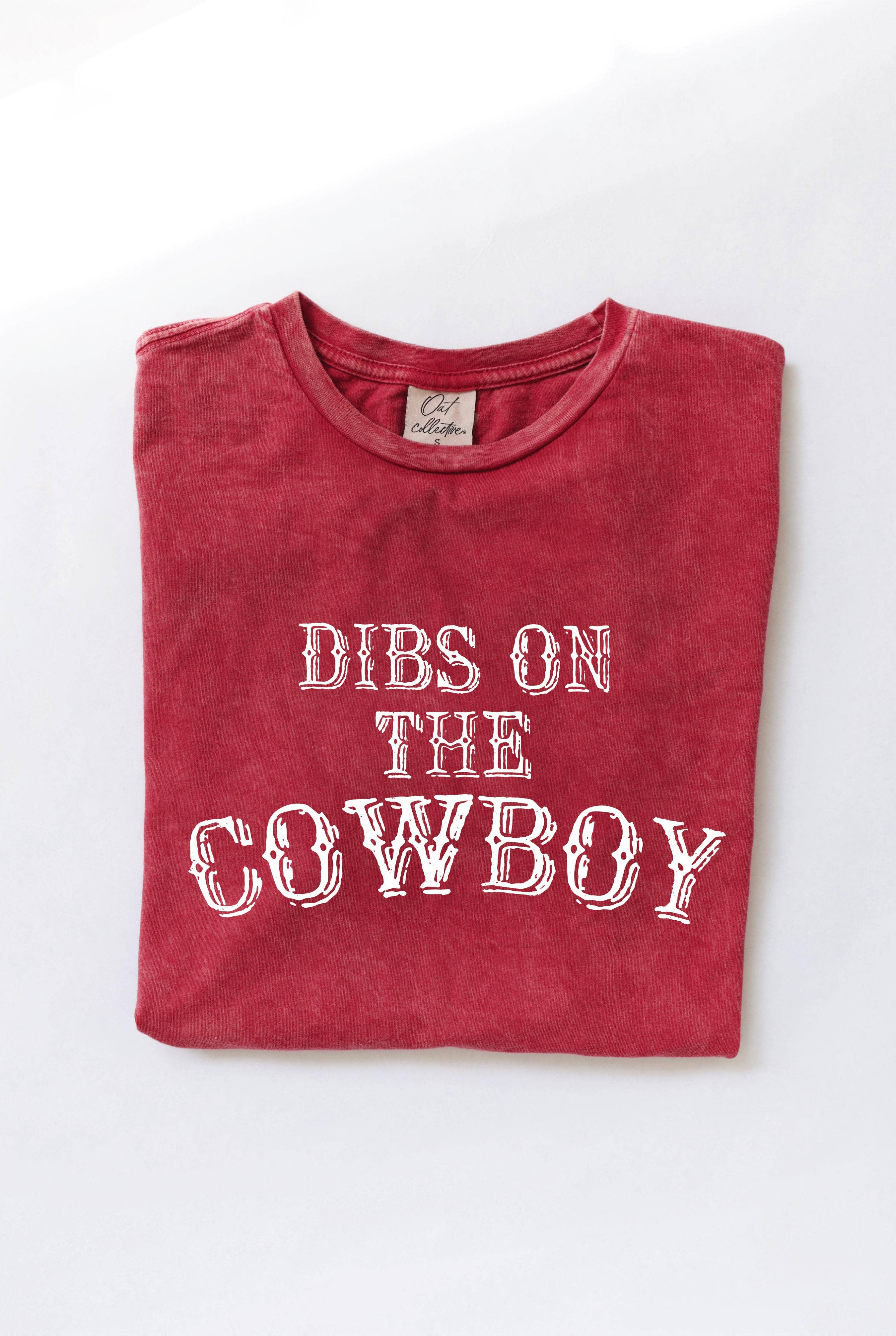OAT COLLECTIVE - Wholesale Screen Printed T-Shirt - Women's - DIBS ON THE COWBOY Mineral Washed Graphic Top2
