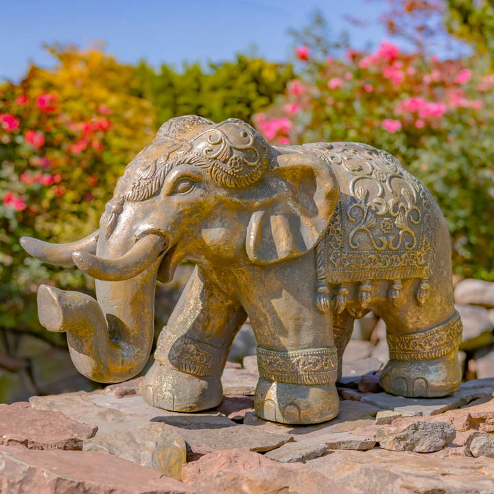 Zaer Ltd. International - Wholesale Outdoor Ornament/Decor - Magnesium Boho Elephant Statue- 3 Color Options8