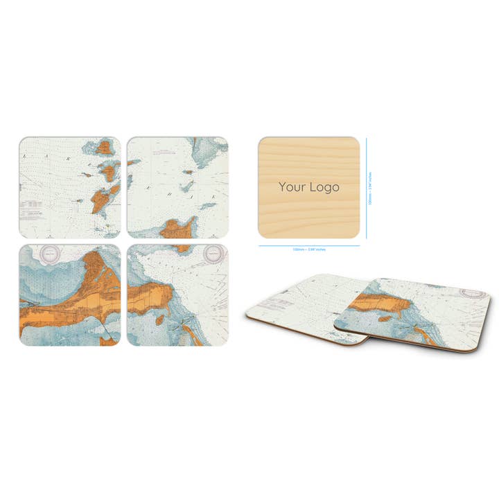 Trays4Us - Wholesale Serving Tray - Custom Vintage Nautical Map Decorative Tray- Any US Location1