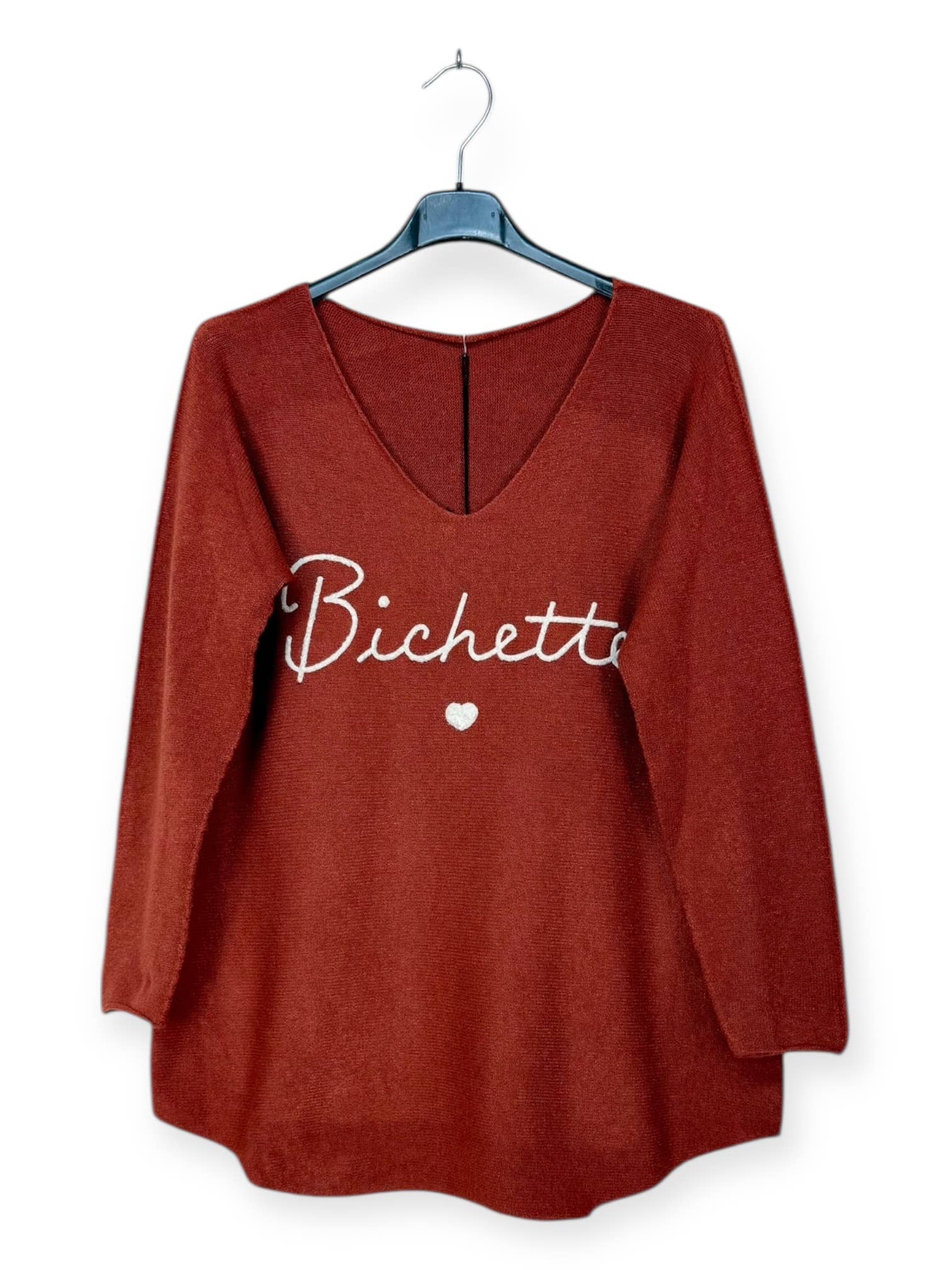 Lucky Nana - Wholesale Knit Sweater - Women's - AH 3167 - V-Neck Sweater with Bichette Flocking14