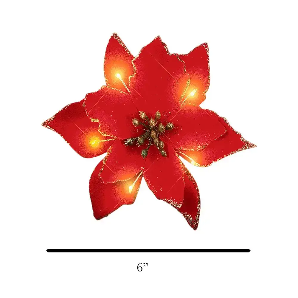 Blinkee.com, LLC - Wholesale Hair Clip - Women's - Light Up Christmas Red Poinsettia Hair Clip3