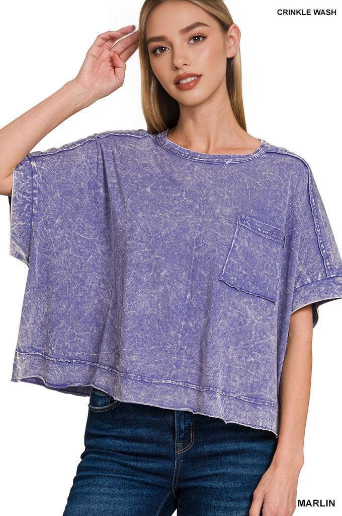 42POPS - Wholesale Knit Top - Women's - `.Washed Exposed Seam Oversized Tee29