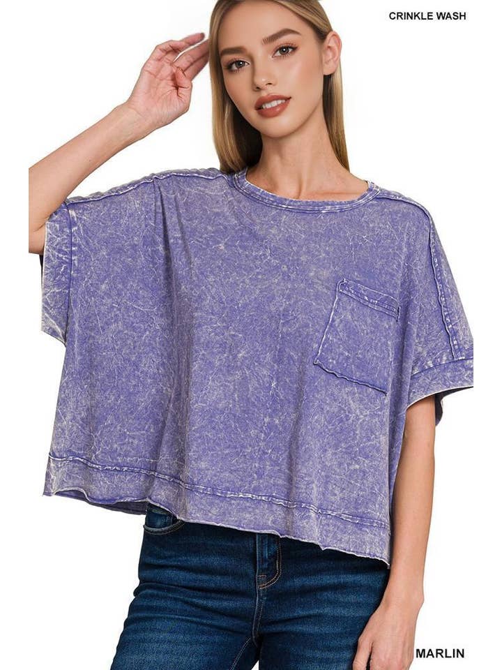 42POPS - Wholesale Knit Top - Women's - `.Washed Exposed Seam Oversized Tee29
