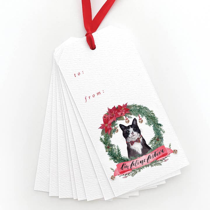 I'm Feline Festive Gift Tags for wholesale by Cami Monet
