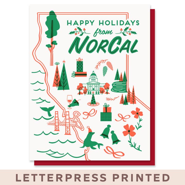 Happy Holidays from NorCal Card for wholesale by Paper Parasol Press