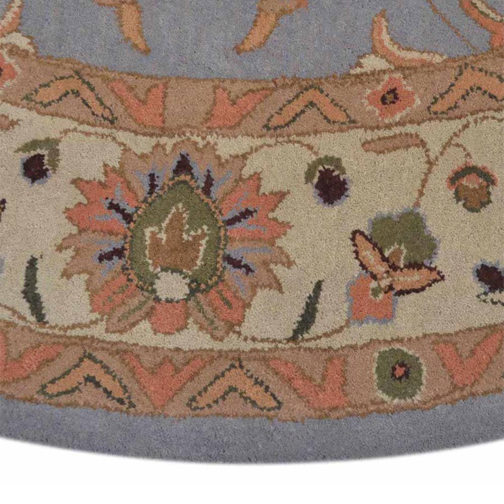 Hand Tufted Wool Round Area Rug in Blue and White for wholesale on Faire4