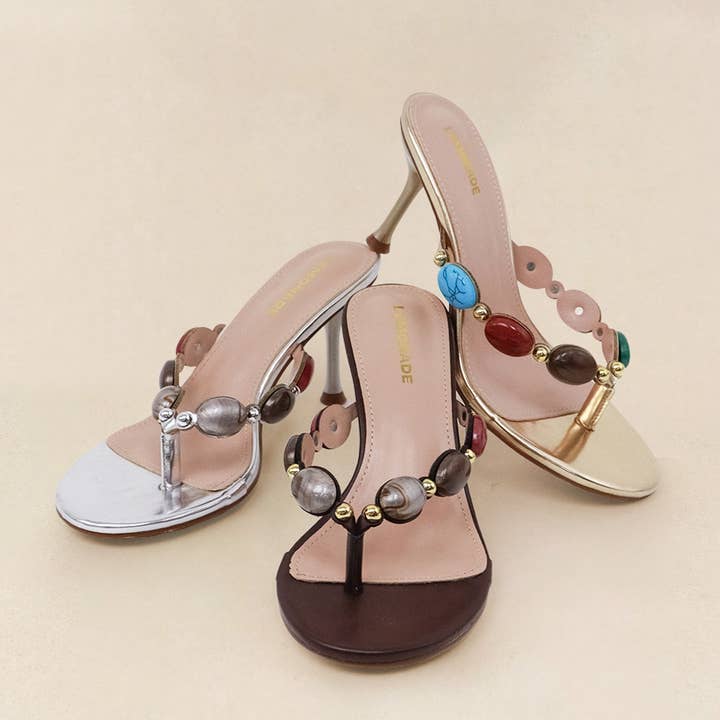 NINA - RESORT '26 Beaded Thong Heel for wholesale by Lemonade Shoes