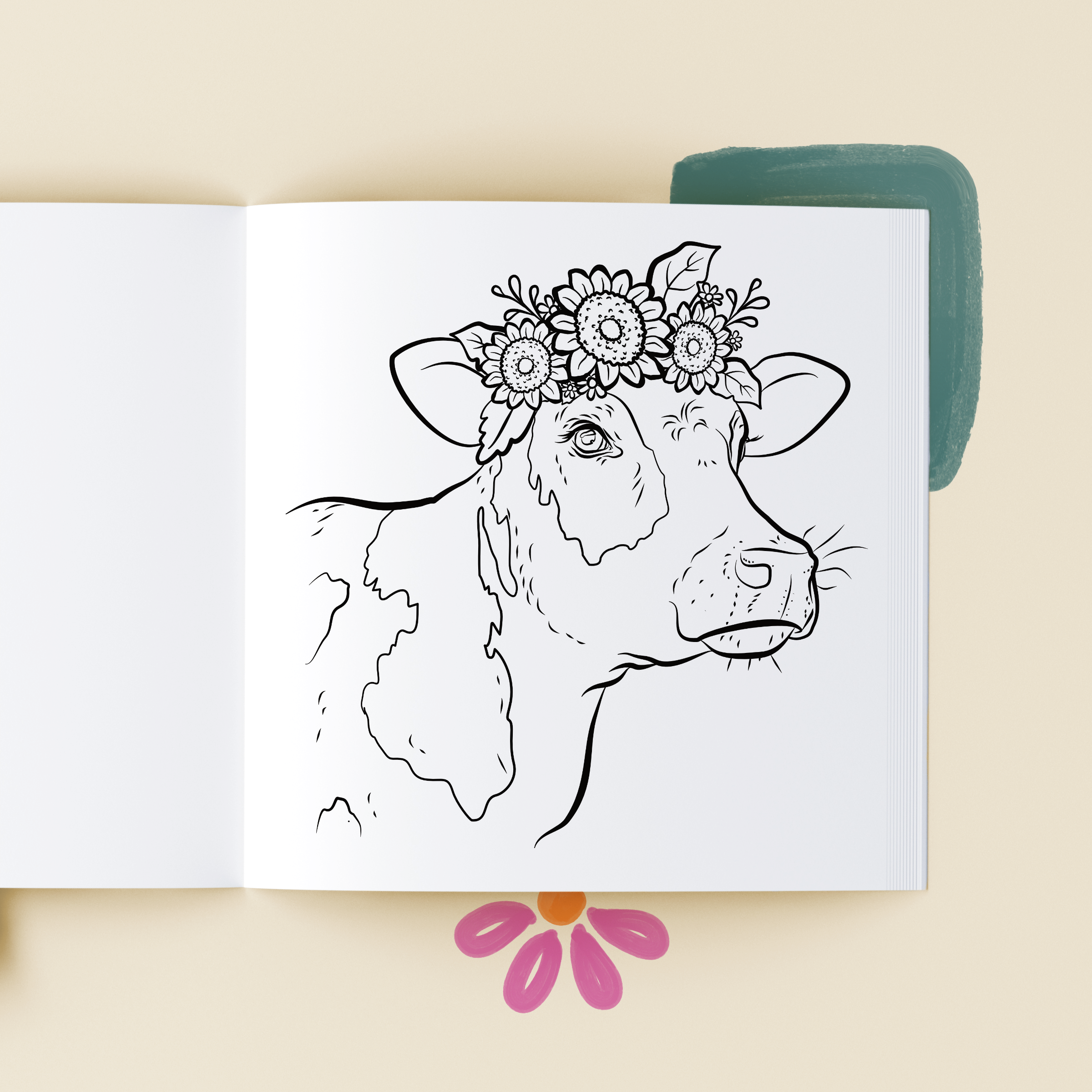 Middlefork & Co. - Wholesale Coloring & Activity Book - Adult - Flowered Farm Friends: Cheerful Coloring Book Adults & Teens6