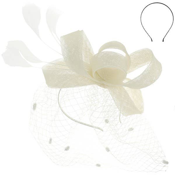 anbfashion - Vente Chapeau bibi – femme - Anbfashion grand bandeau amovible avec nœud et voile à plumes4