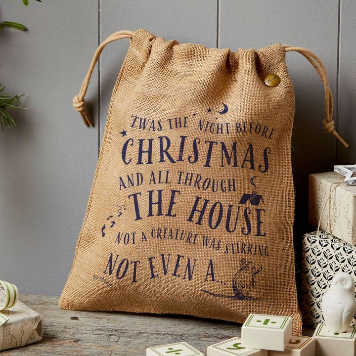 Christmas Hessian Sack - Small - Night Before Christmas for wholesale by Tillyanna