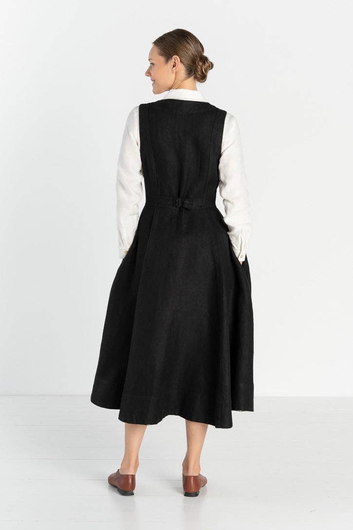 Son de Flor - Wholesale Dress - Women's - Rosa – Midi Linen Dress with Double-Button Front5