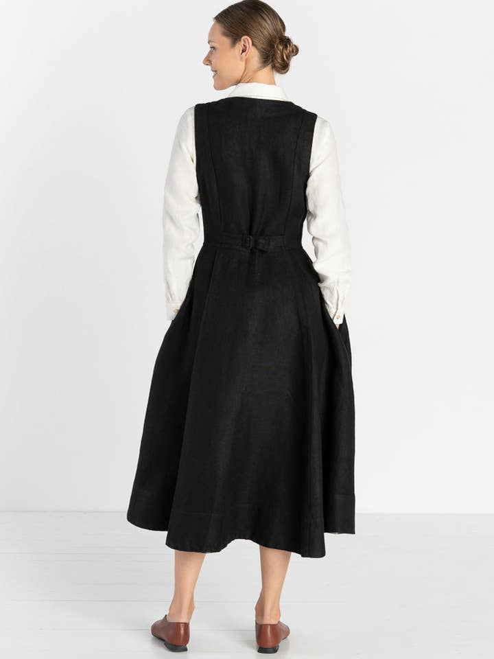 Son de Flor - Wholesale Dress - Women's - Rosa – Midi Linen Dress with Double-Button Front5