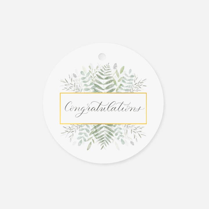 Blue Skies Lettering - Vendita all'ingrosso Etichetta regalo - Etichetta regalo rotonda "Congratulazioni" (Set di 6)