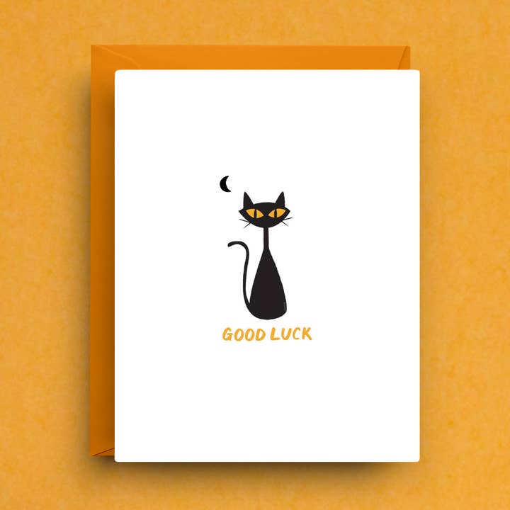 Tarjeta de Buena Suerte - Vibras Positivas Gato Negro para venta al por mayor de Nicole Marie Paperie