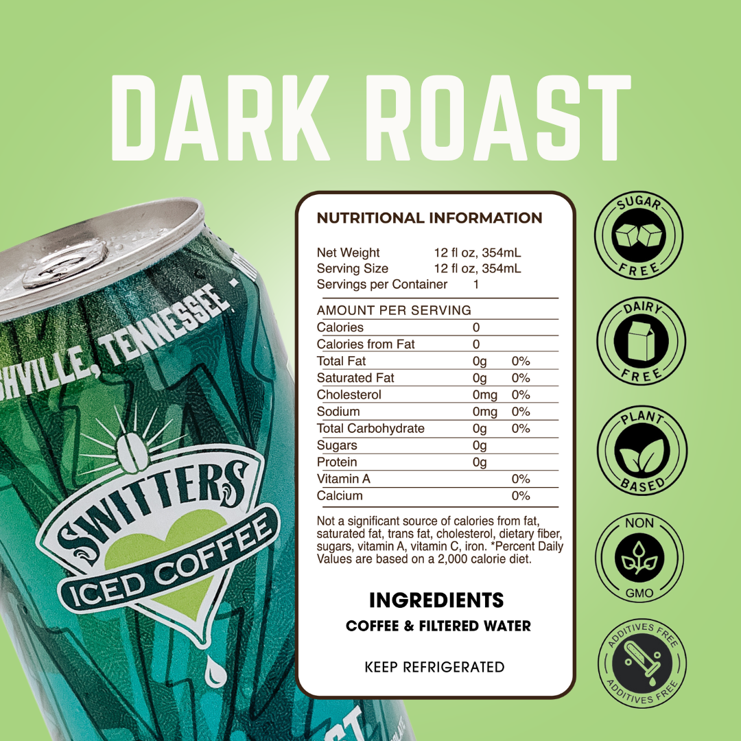 Switters Iced Coffee - Wholesale Iced Coffee/Cold Brew - Nitro Iced Coffee - Dark Roast (12oz)1