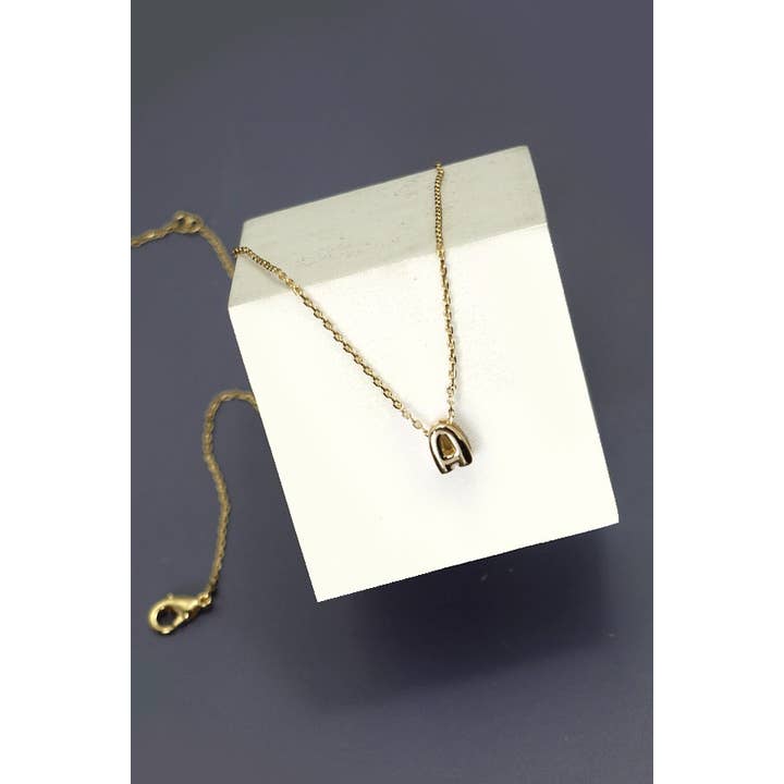 JOSSLYN by wall to wall - Wholesale Pendant/Charm Necklace - MINI PERSONALIZED INITIAL 3D BUBBLE LETTER NECKLACE | 80N324